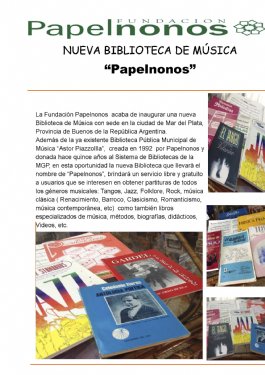 Papelnonos. Papelnonos crea una nueva Biblioteca de Música